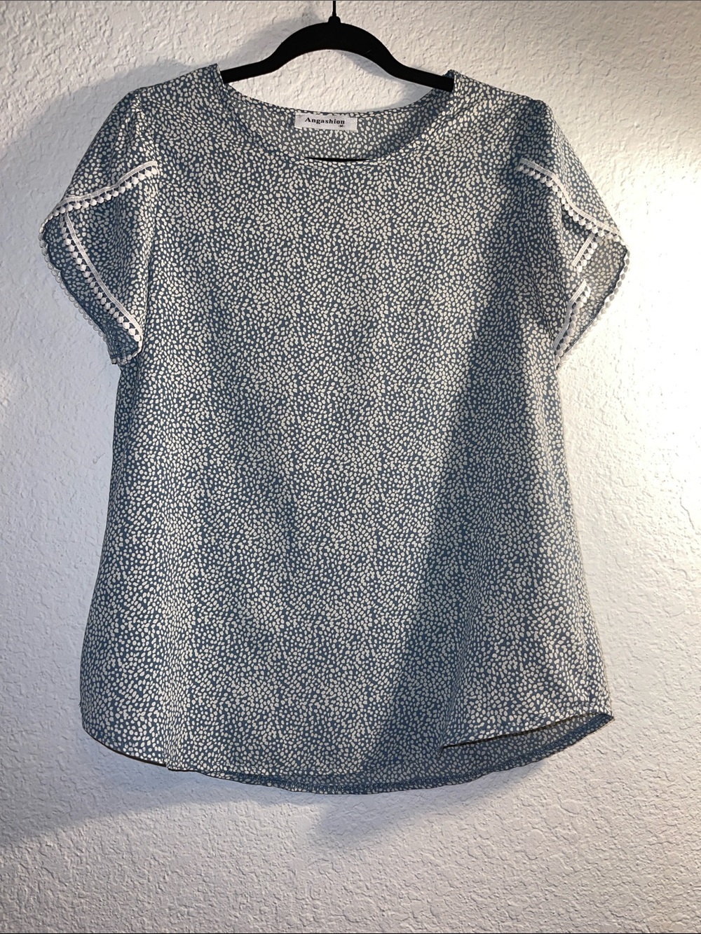 Blue Speckle Short Sleeve Blouse